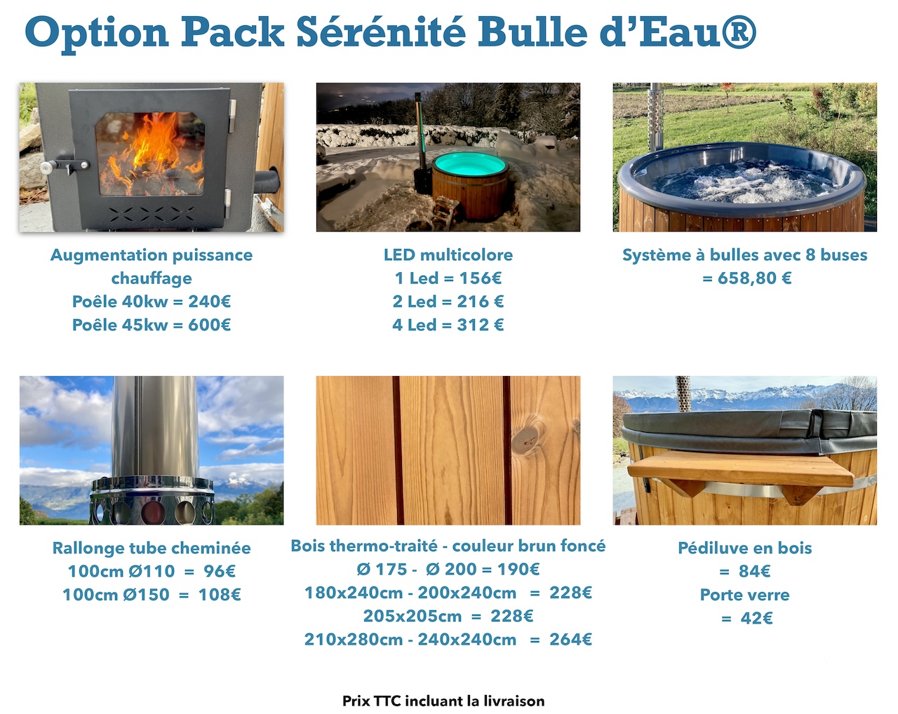 Prix bain nordique Bulle d'eau - Option Pack Sérénité