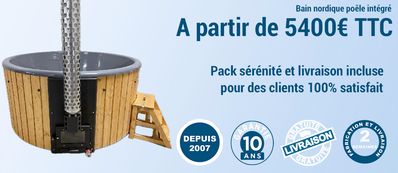 Bain nordique poêle intégré bulle d'eau